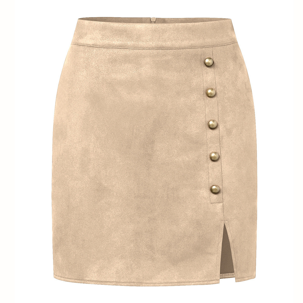 Suede High Waist Metal Buckle Skirt