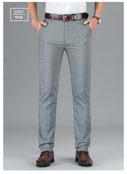 Straight Plaid Mid Waist Pants