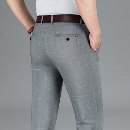 Straight Plaid Mid Waist Pants