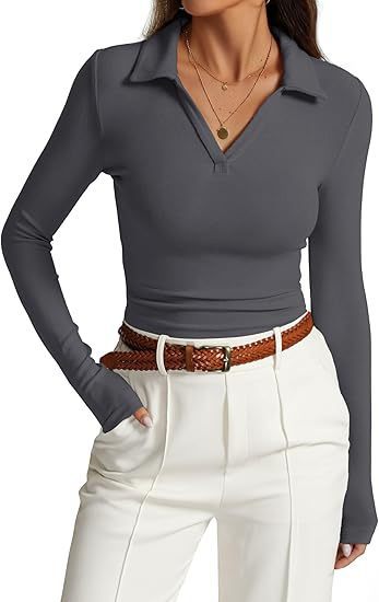 V-neck Slim-fit Pleated Top