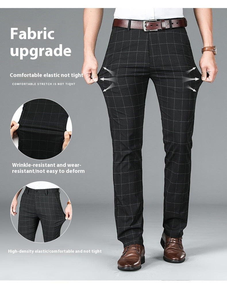 Straight Plaid Mid Waist Pants