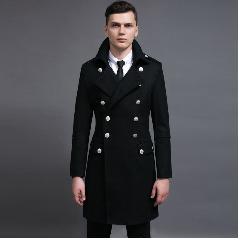 Double-row Retro Woolen Coat