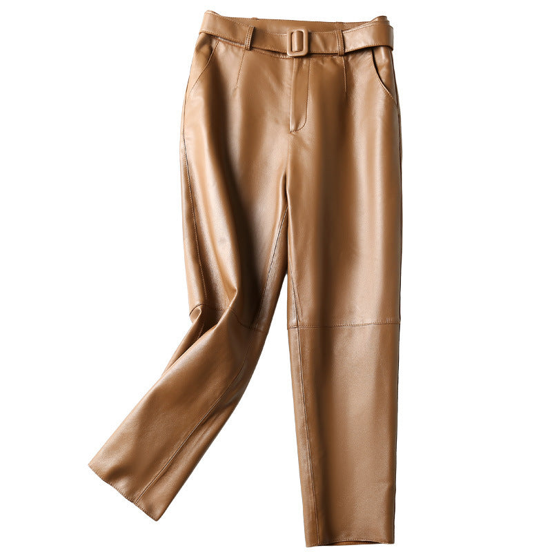 Premium High-waisted Genuine leather pants