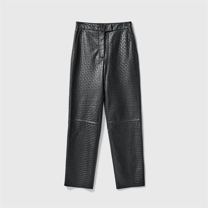 Pocket Embossing Design Straight Pants