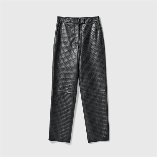 Pocket Embossing Design Straight Pants