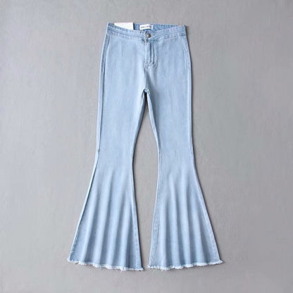 High waist denim flared pants