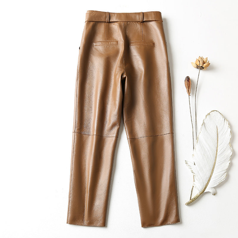 Premium High-waisted Genuine leather pants