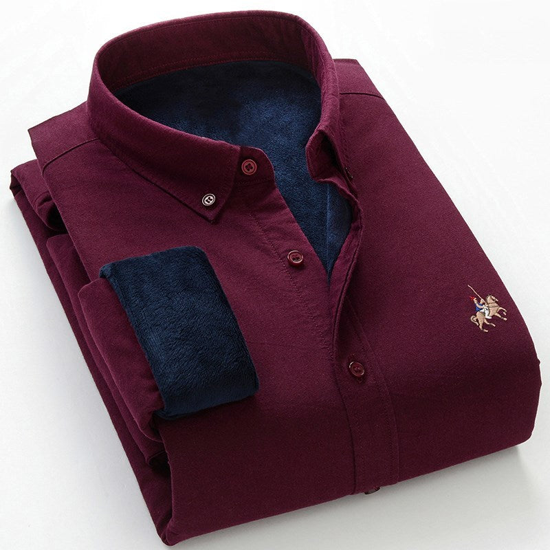 Velvet thick oxford brushed wool shirt