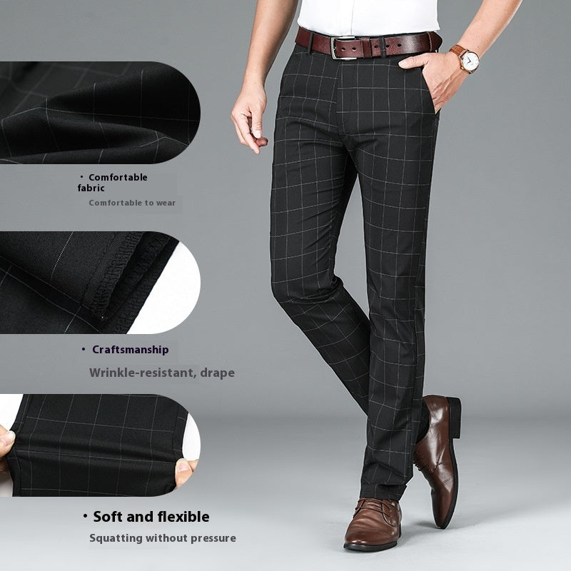 Straight Plaid Mid Waist Pants