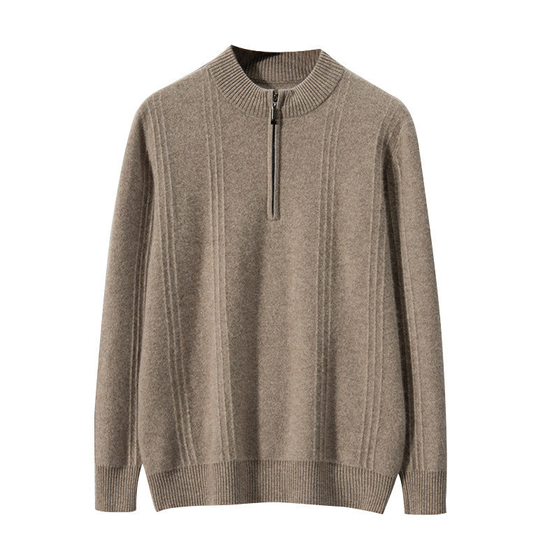 Half Turtleneck Zipper Wool Sweater