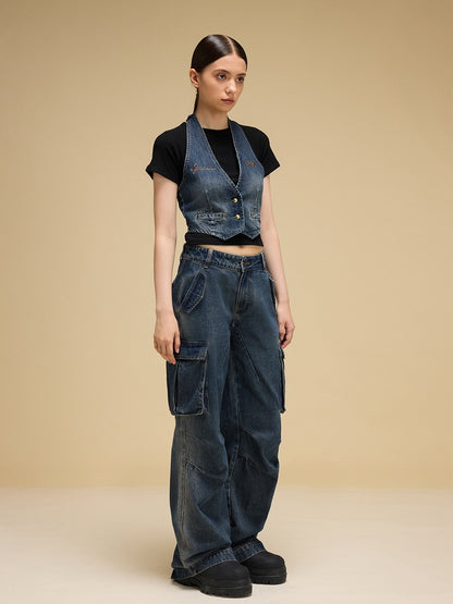 Loose Wide-leg Denim Pants