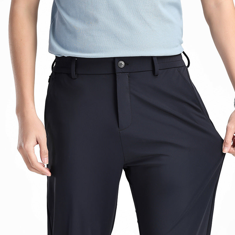 Spring Ice Silk Elastic Trousers