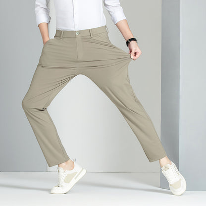 Spring Ice Silk Elastic Trousers