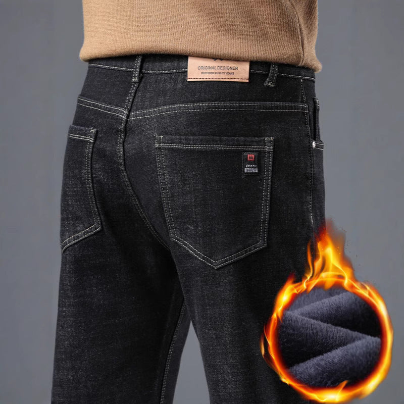 Fleece-lined Thick Jeans