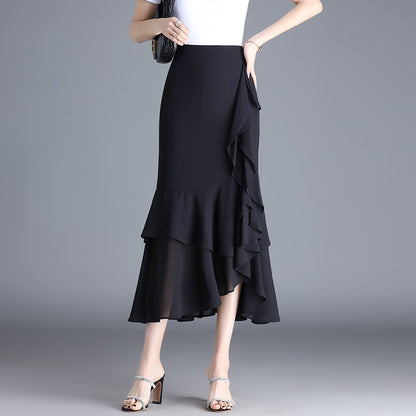 Ruffled Chiffon High Waist Skirt