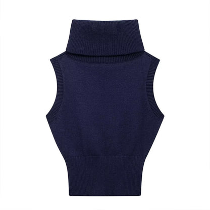 Stand Collar Knitted Short Vest