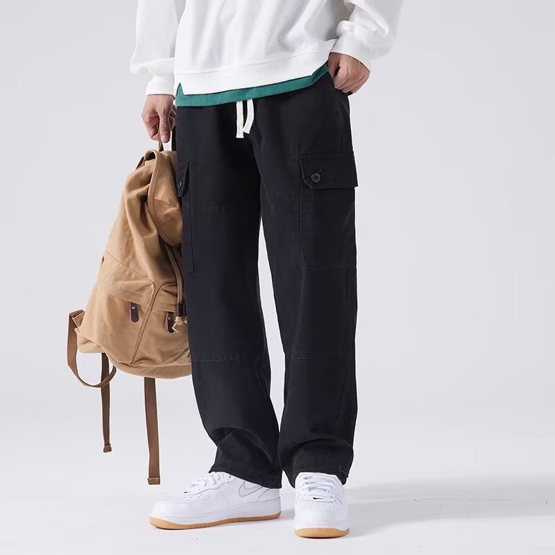 Loose Straight Multi-pocket Slacks