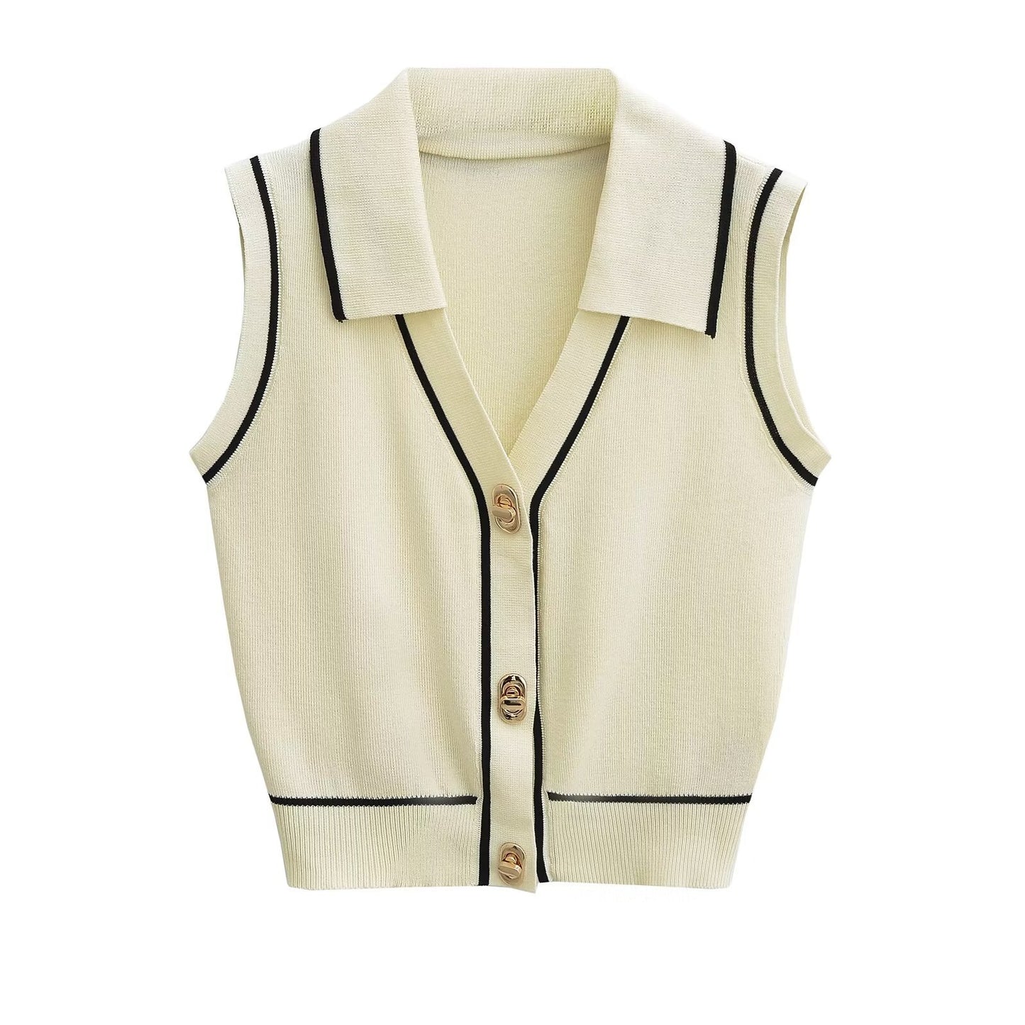 Slimming Big Button Sleeveless Knitwear