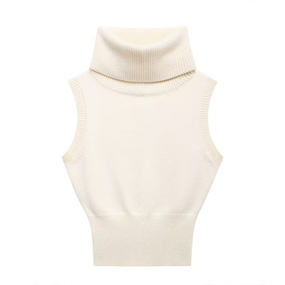 Stand Collar Knitted Short Vest