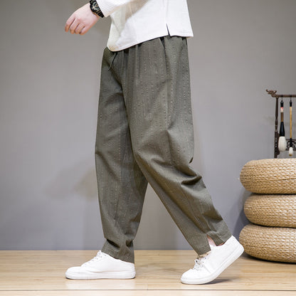 Linen Cotton Trend Stripes Loose Pants