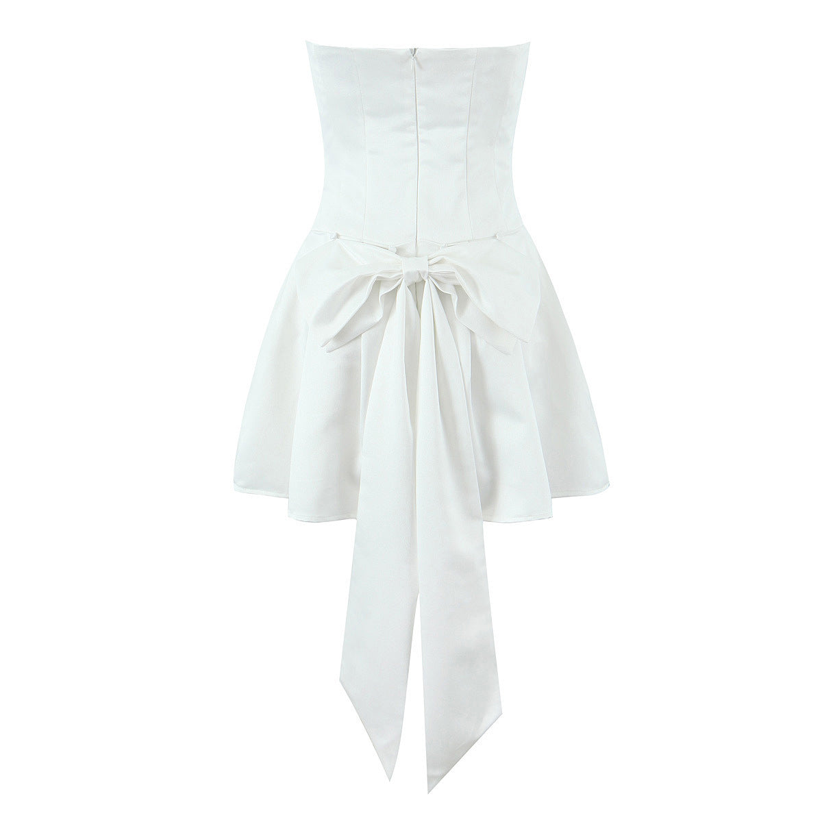 White Bow Swing Strapless Dress