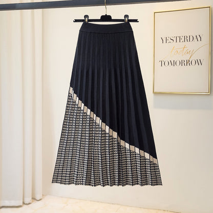 High Waist Thickened Mid-length A- Line Pleated Wool Skirt