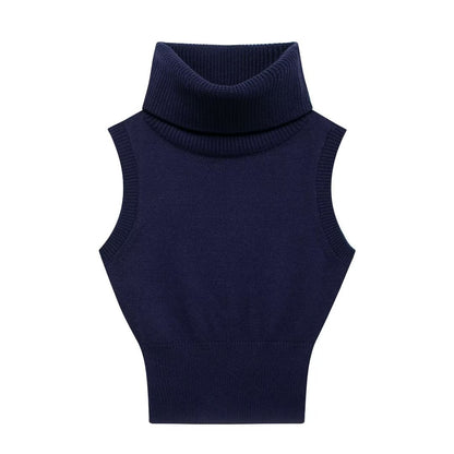 Stand Collar Knitted Short Vest