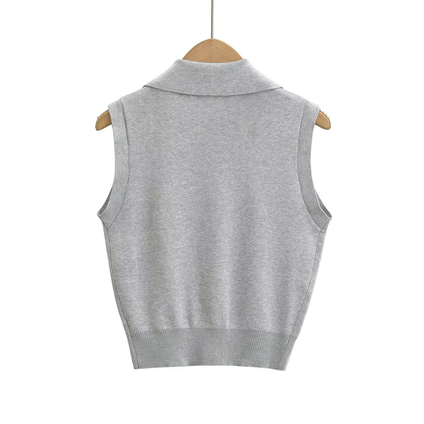 Slimming Big Button Sleeveless Knitwear