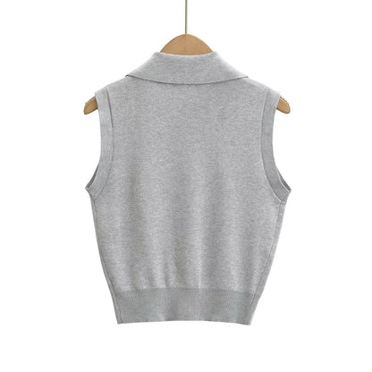 Slimming Big Button Sleeveless Knitwear