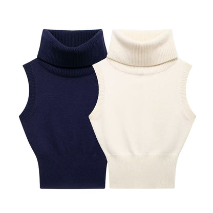 Stand Collar Knitted Short Vest