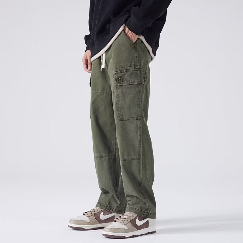 Loose Straight Multi-pocket Slacks