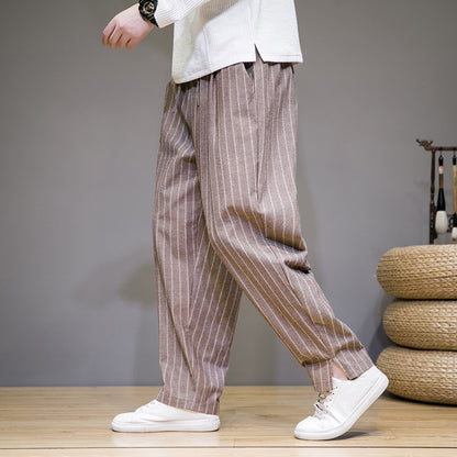 Linen Cotton Trend Stripes Loose Pants