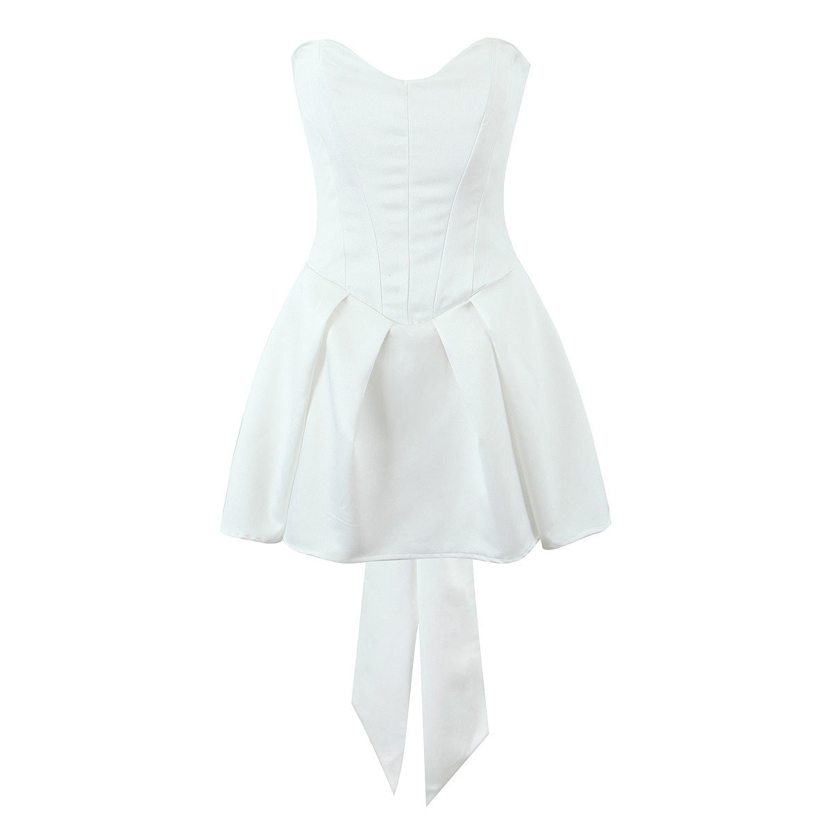 White Bow Swing Strapless Dress