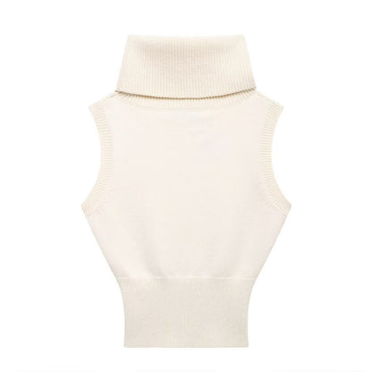 Stand Collar Knitted Short Vest