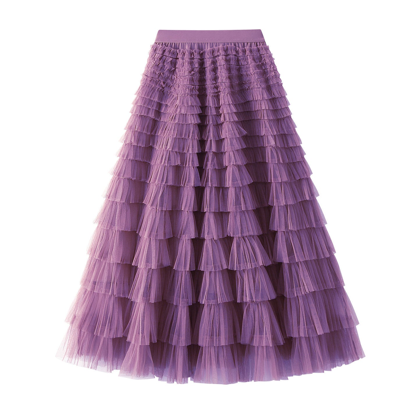 Line Mesh Ruffle Skirt