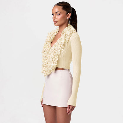 Premium Fluff Tassel Knitted Cardigan