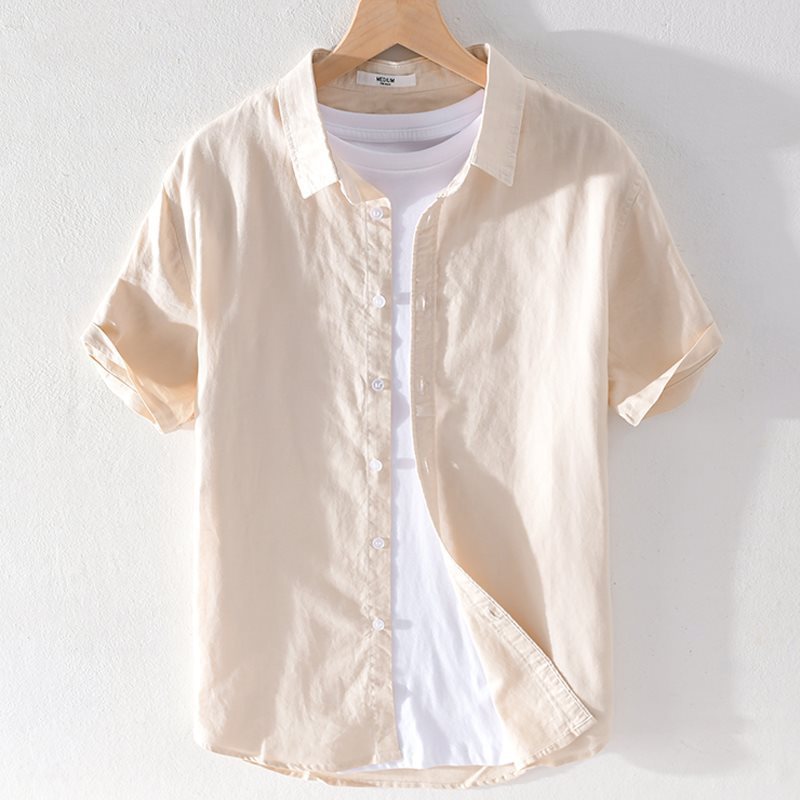 Loose Linen Lapel T-shirt