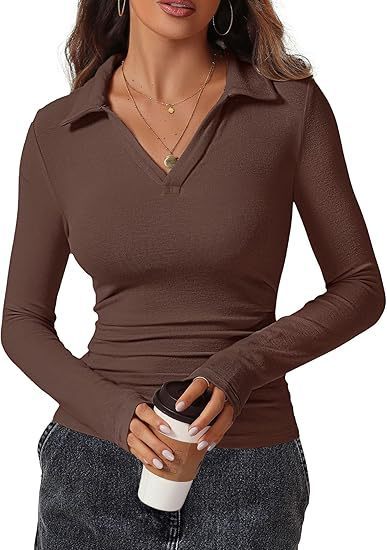 V-neck Slim-fit Pleated Top