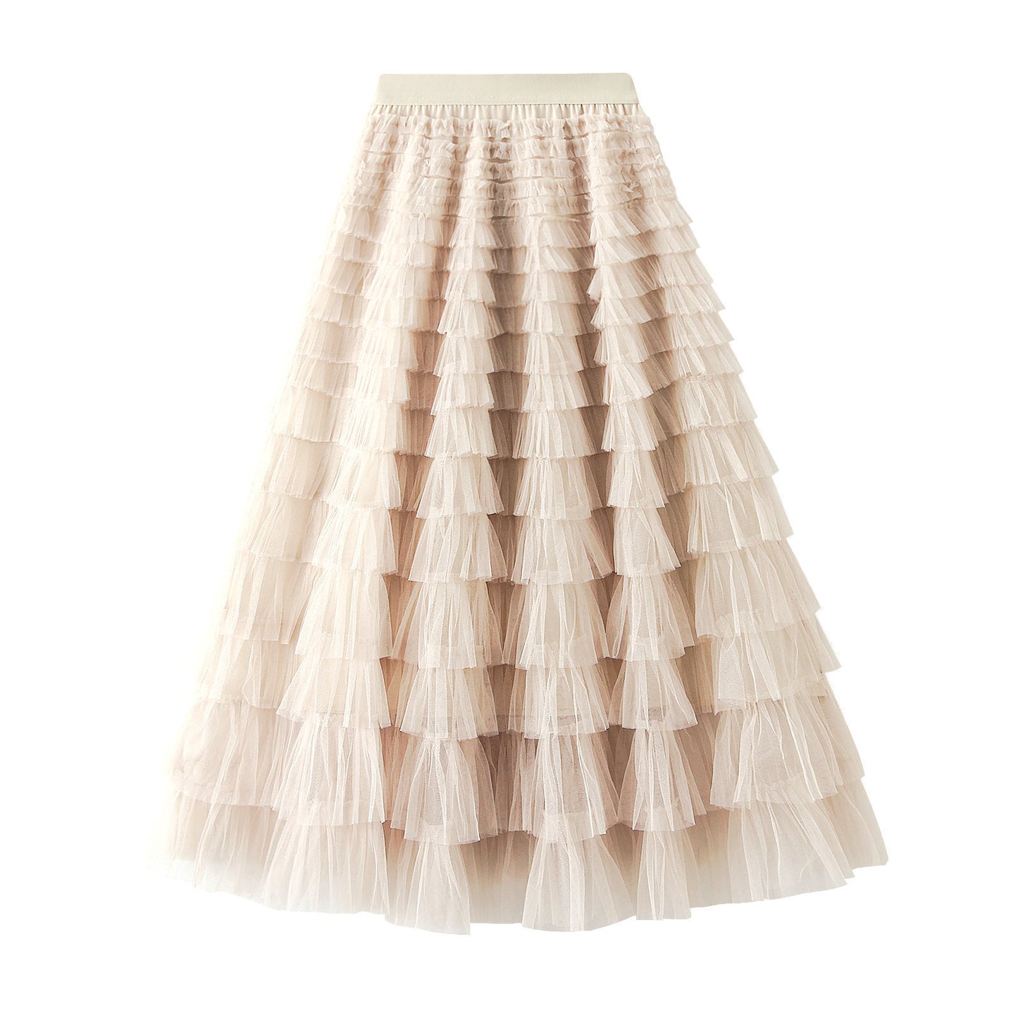 Line Mesh Ruffle Skirt