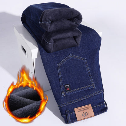 Fleece-lined Thick Jeans